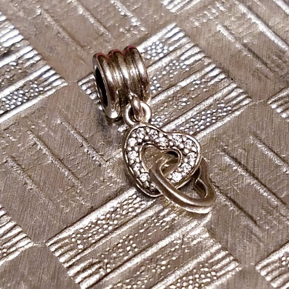 Pandora  Interlocking Love Heart Dangle Charm - Picture 5 of 8